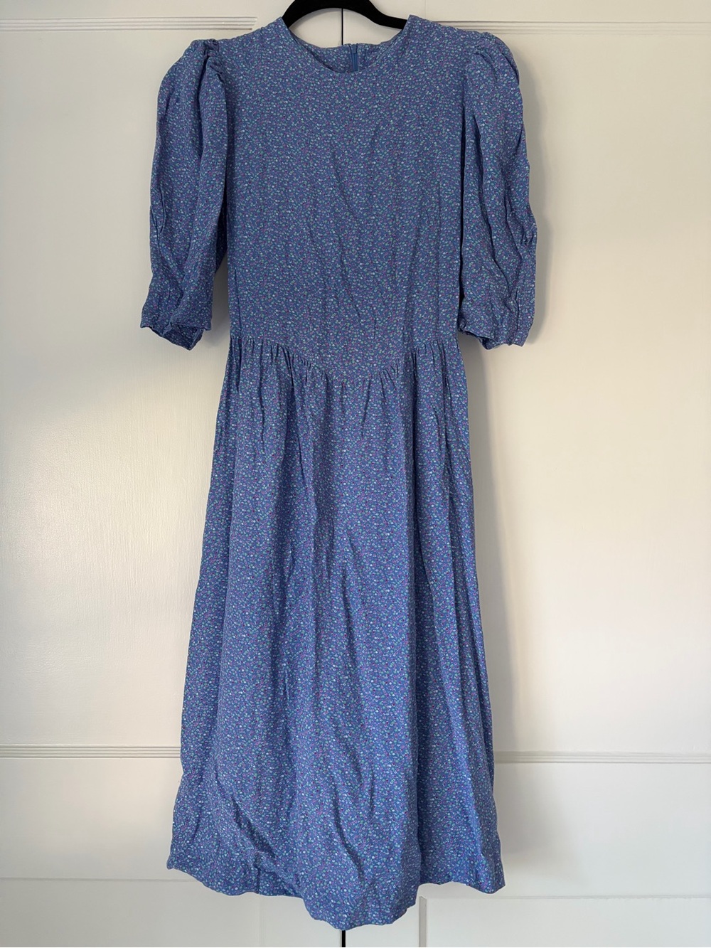 VTG 80s Jane Schaffhausen Belle France Success Floral Puff Sleeve Dress Pockets